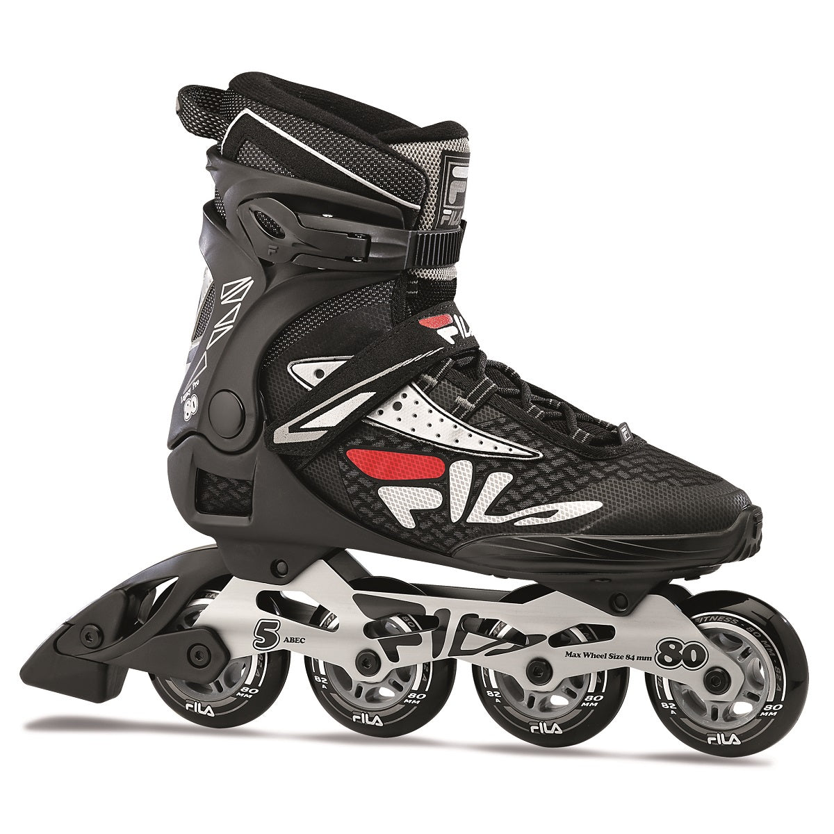 Patines LEGACY PRO 80 BLACK/SILVER/RED-vista frontal